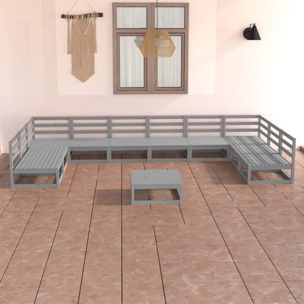 11 Piece Garden Lounge Set Solid Pinewood