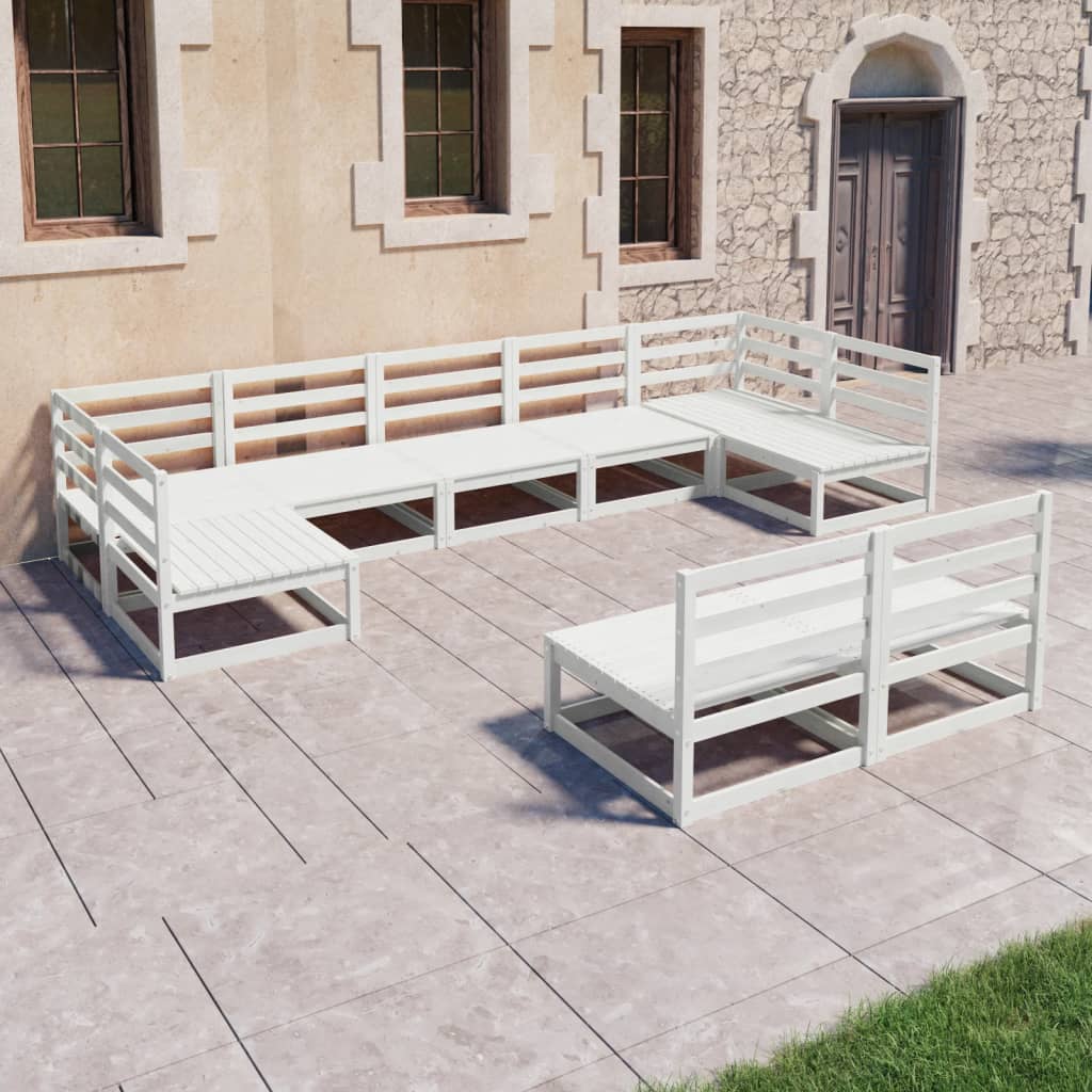 9 Piece Garden Lounge Set Solid Pinewood