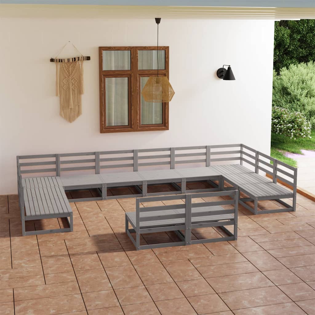 12 Piece Garden Lounge Set Solid Pinewood