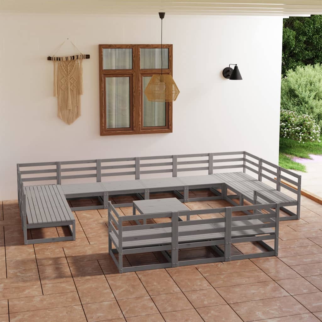 14 Piece Garden Lounge Set Solid Pinewood