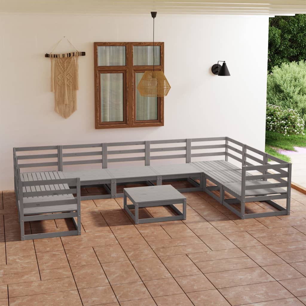 10 Piece Garden Lounge Set Solid Pinewood (805662+805702+2x805707)