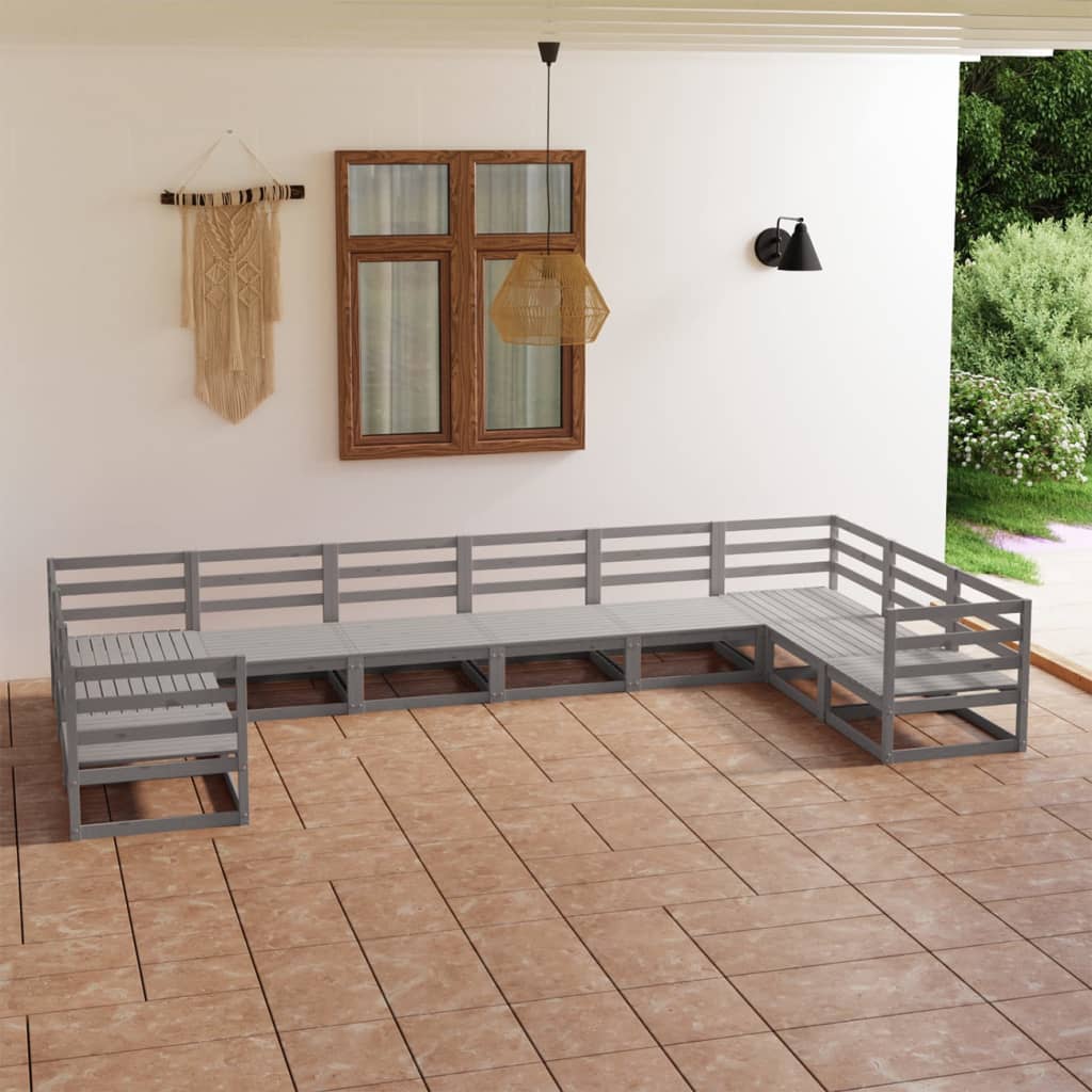 10 Piece Garden Lounge Set Solid Pinewood