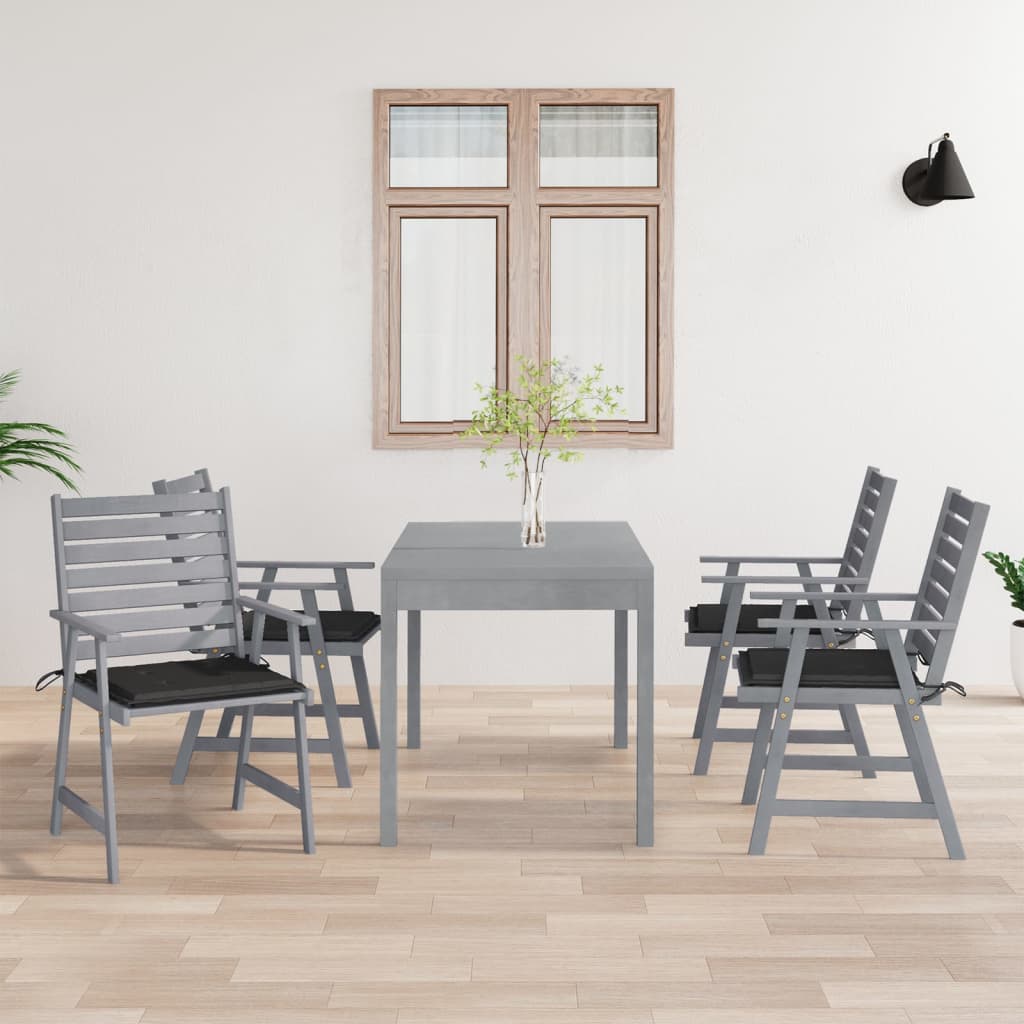 Outdoor Dining Chairs with Cushions 4 pcs Solid Wood Acacia
