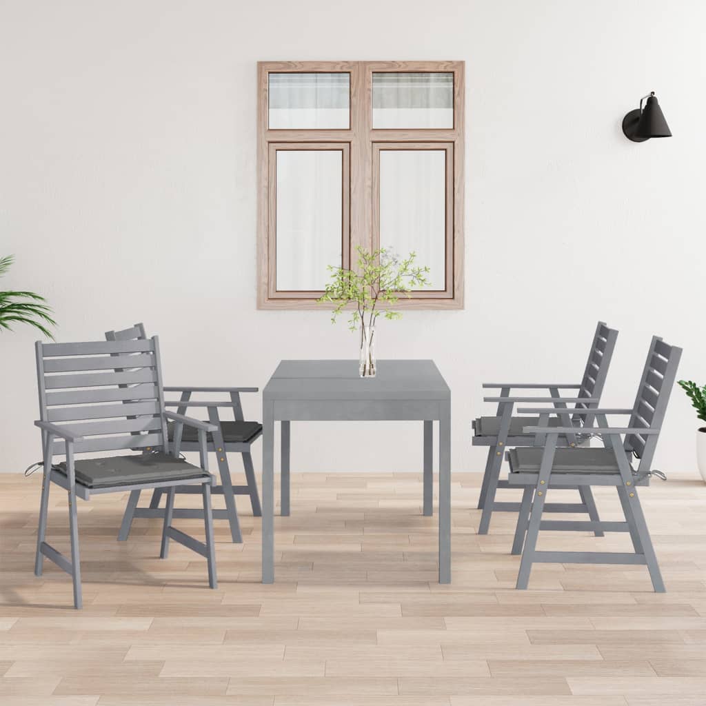 Outdoor Dining Chairs with Cushions 4 pcs Solid Wood Acacia