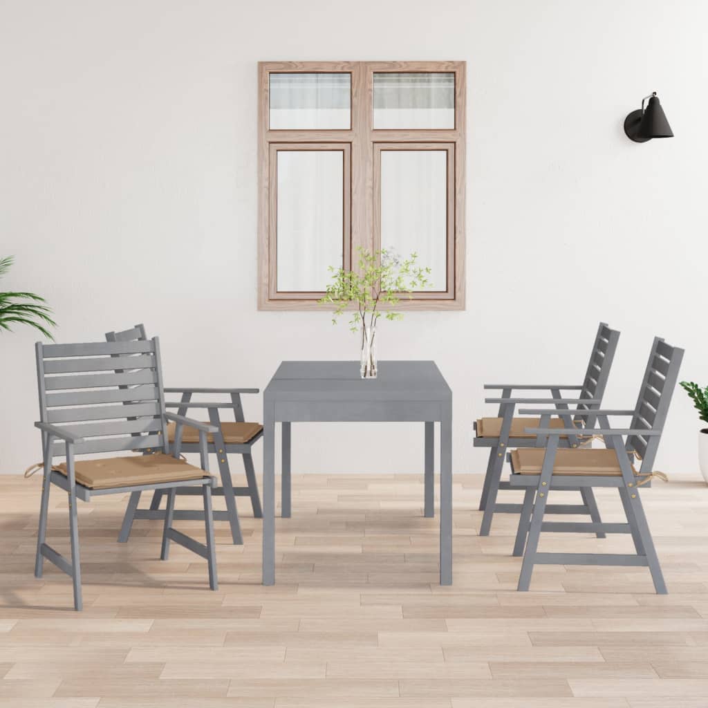 Outdoor Dining Chairs with Cushions 4 pcs Solid Wood Acacia