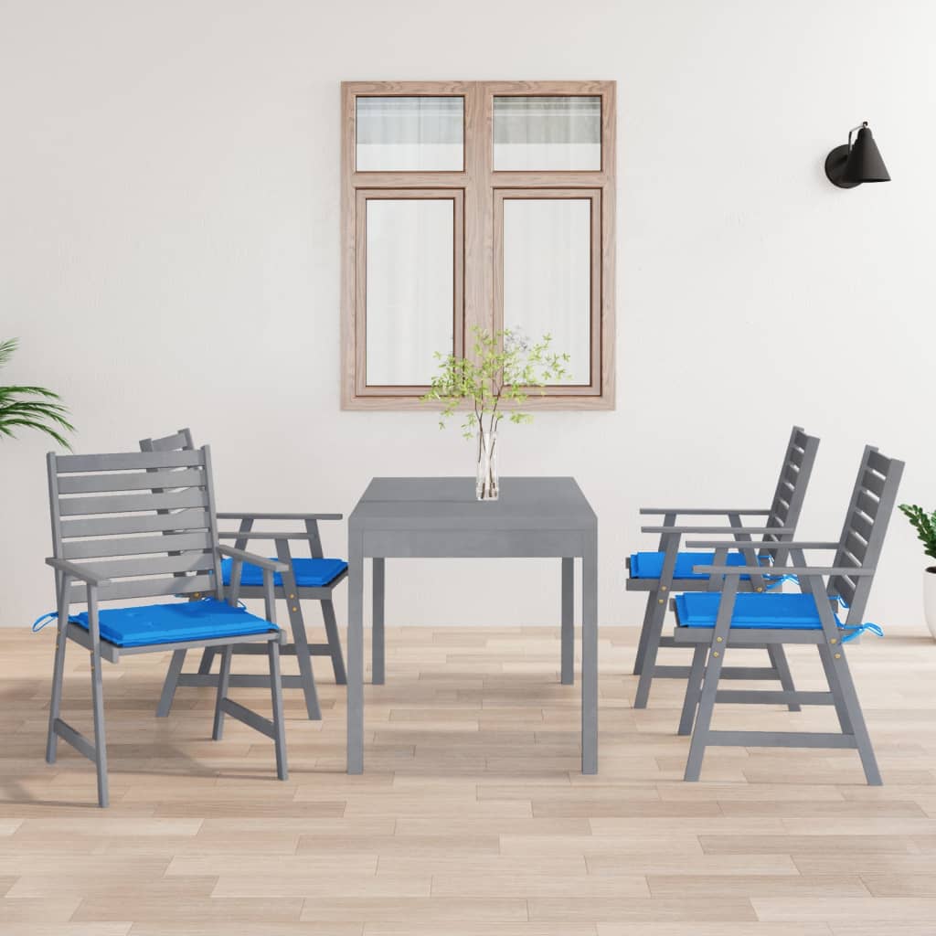 Outdoor Dining Chairs with Cushions 4 pcs Solid Wood Acacia