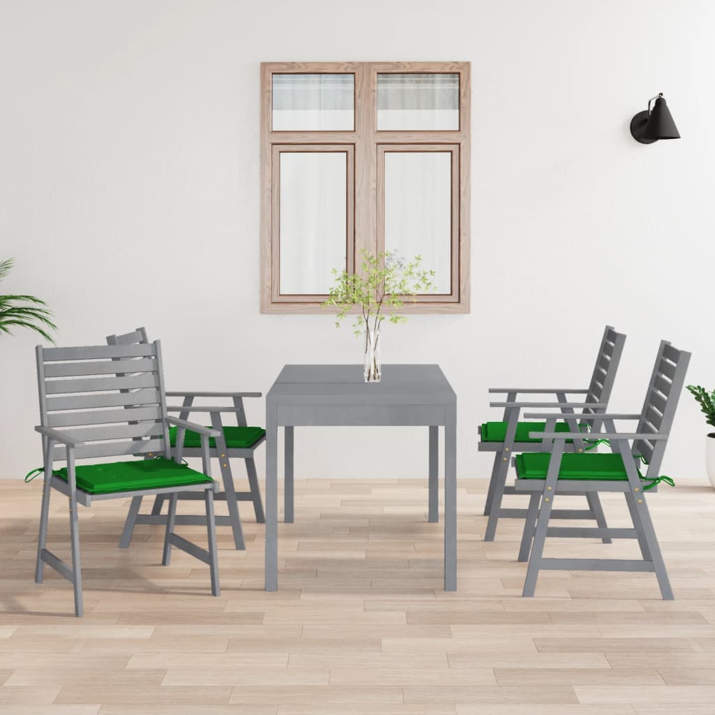 Outdoor Dining Chairs with Cushions 4 pcs Solid Wood Acacia
