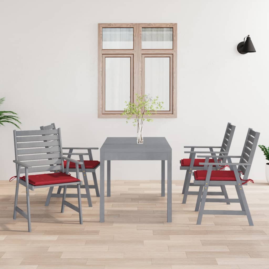 Outdoor Dining Chairs with Cushions 4 pcs Solid Wood Acacia