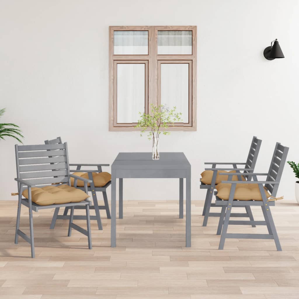Outdoor Dining Chairs with Cushions 4 pcs Solid Wood Acacia