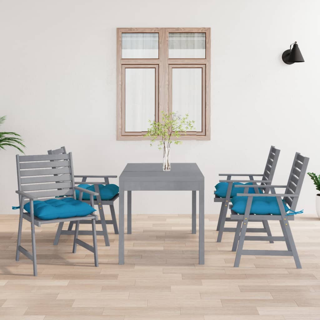 Outdoor Dining Chairs with Cushions 4 pcs Solid Wood Acacia