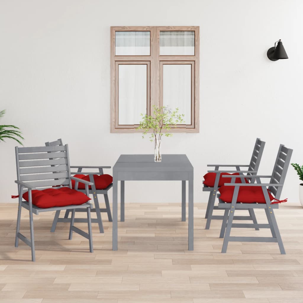 Outdoor Dining Chairs with Cushions 4 pcs Solid Wood Acacia