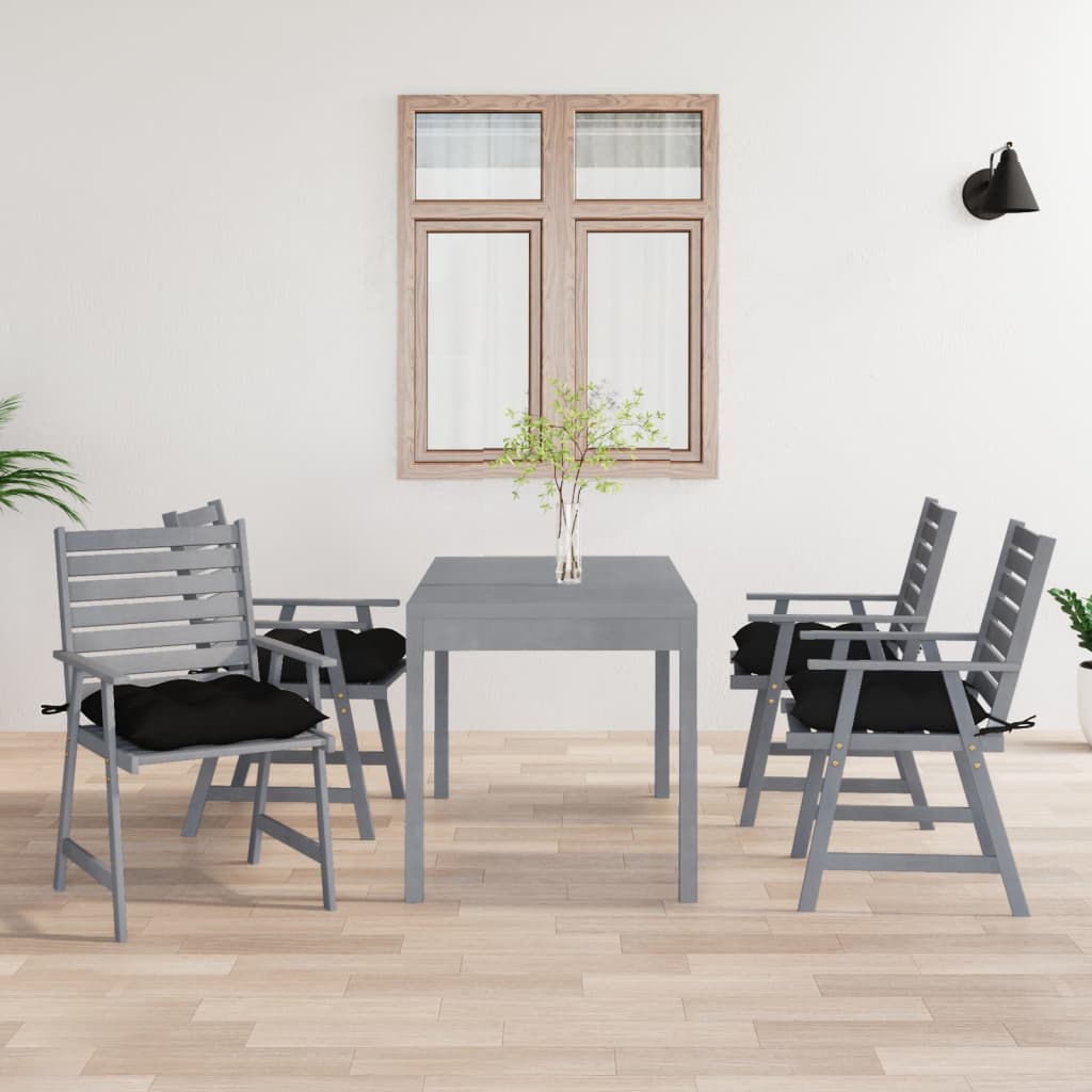 Outdoor Dining Chairs with Cushions 4 pcs Solid Wood Acacia