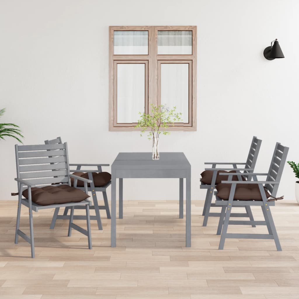 Outdoor Dining Chairs with Cushions 4 pcs Solid Wood Acacia