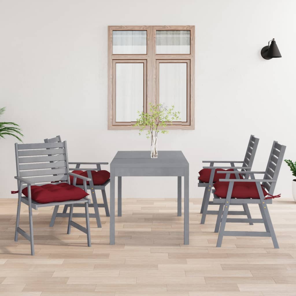 Outdoor Dining Chairs with Cushions 4 pcs Solid Wood Acacia