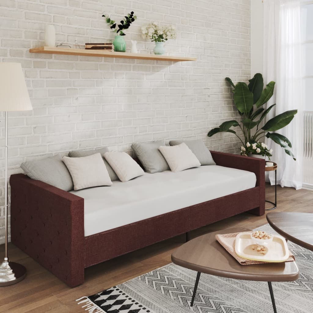 Tagesbett mit Matratze USB Lila Stoff 90x200 cm