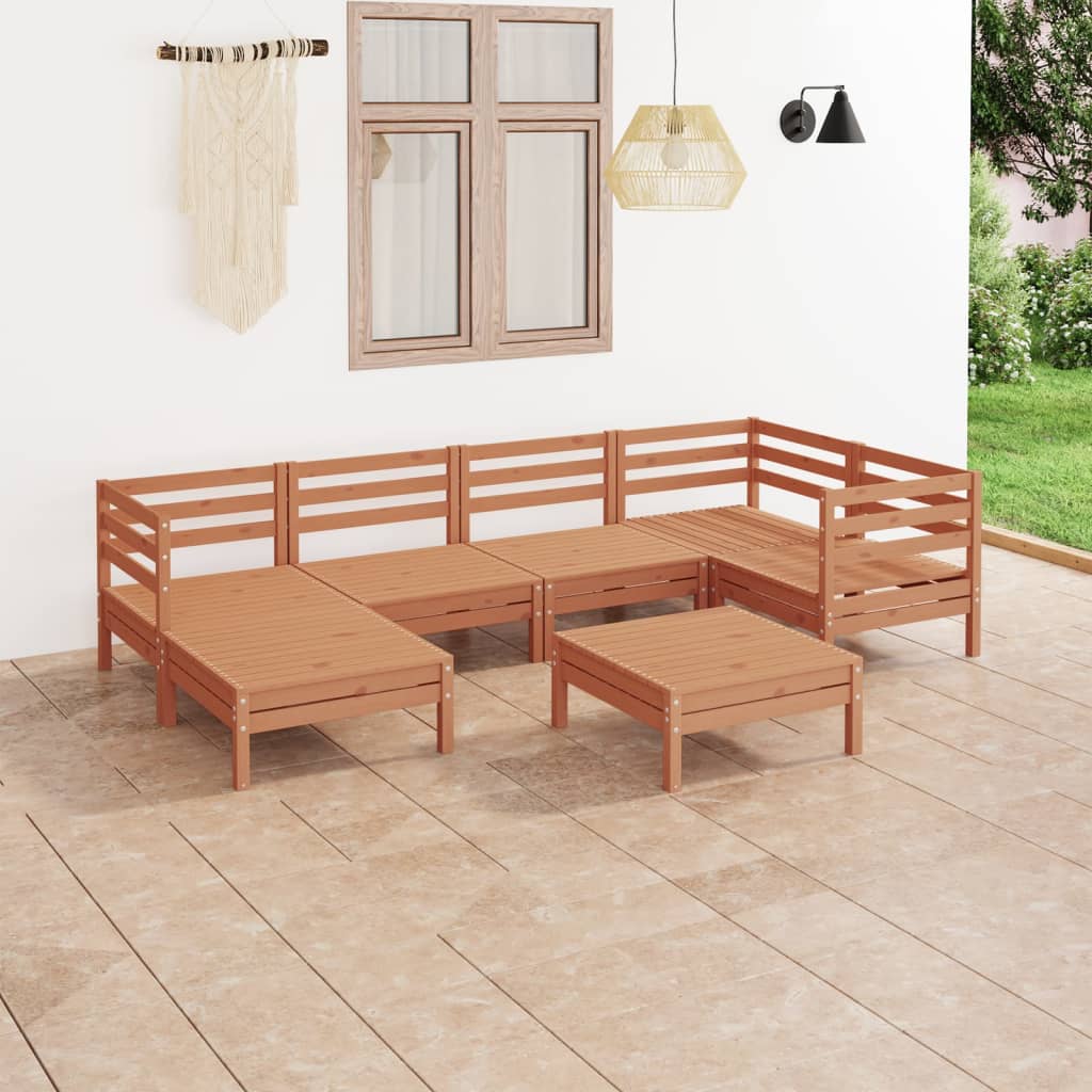 7 Piece Garden Lounge Set Solid Wood Pine Honey Brown