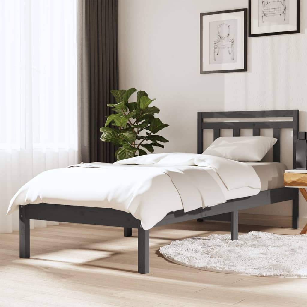 Massivholzbett Grau 90x190 cm