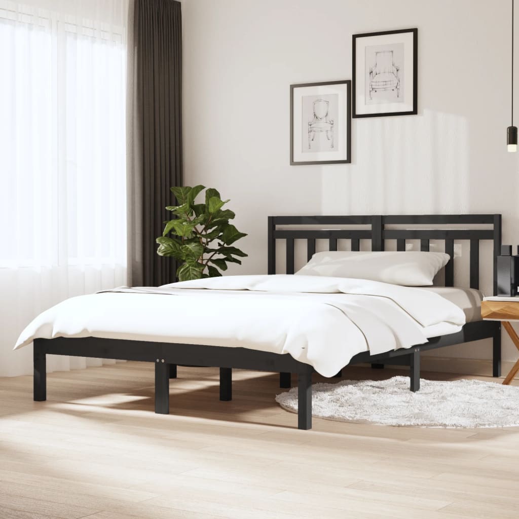 Massivholzbett Grau 120x190 cm