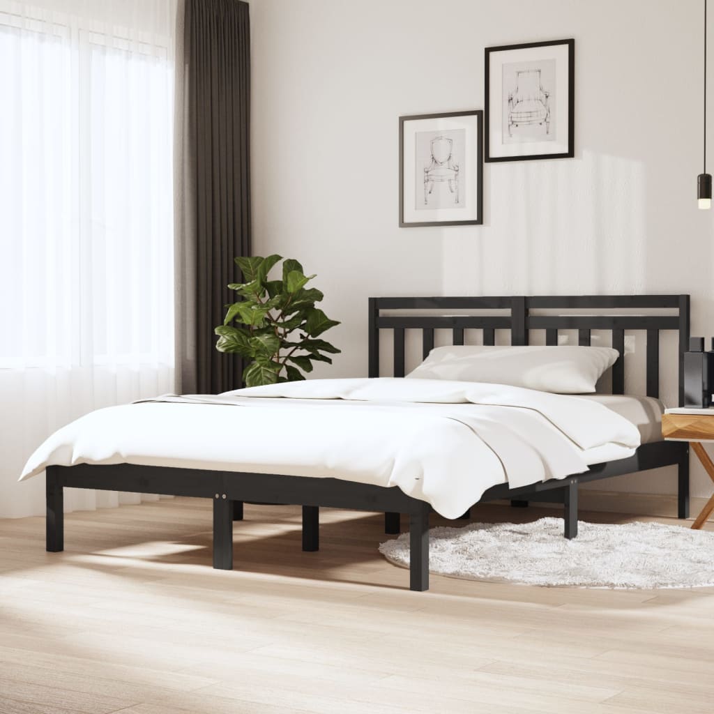 Massivholzbett Grau 135x190 cm