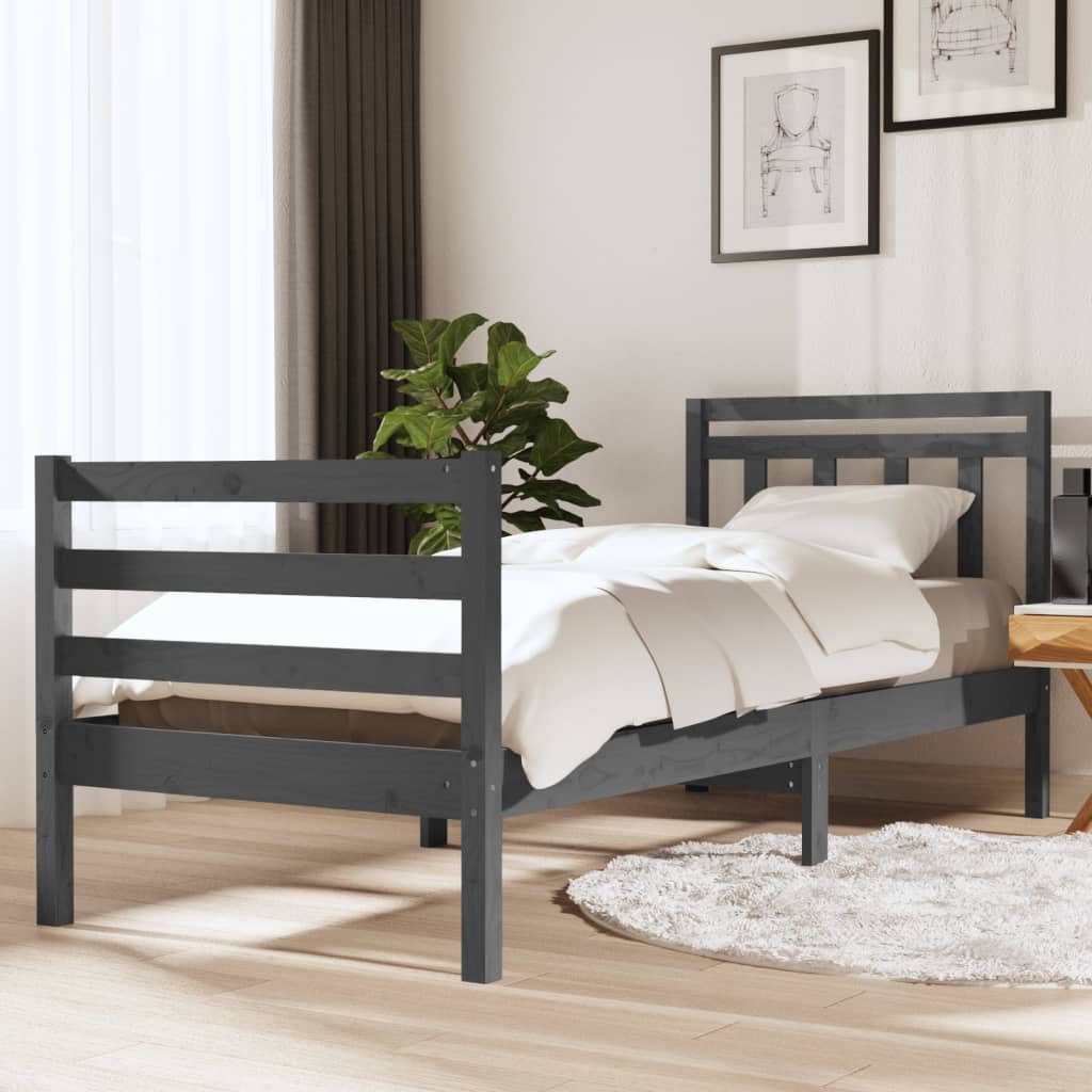 Massivholzbett Grau 90x190 cm
