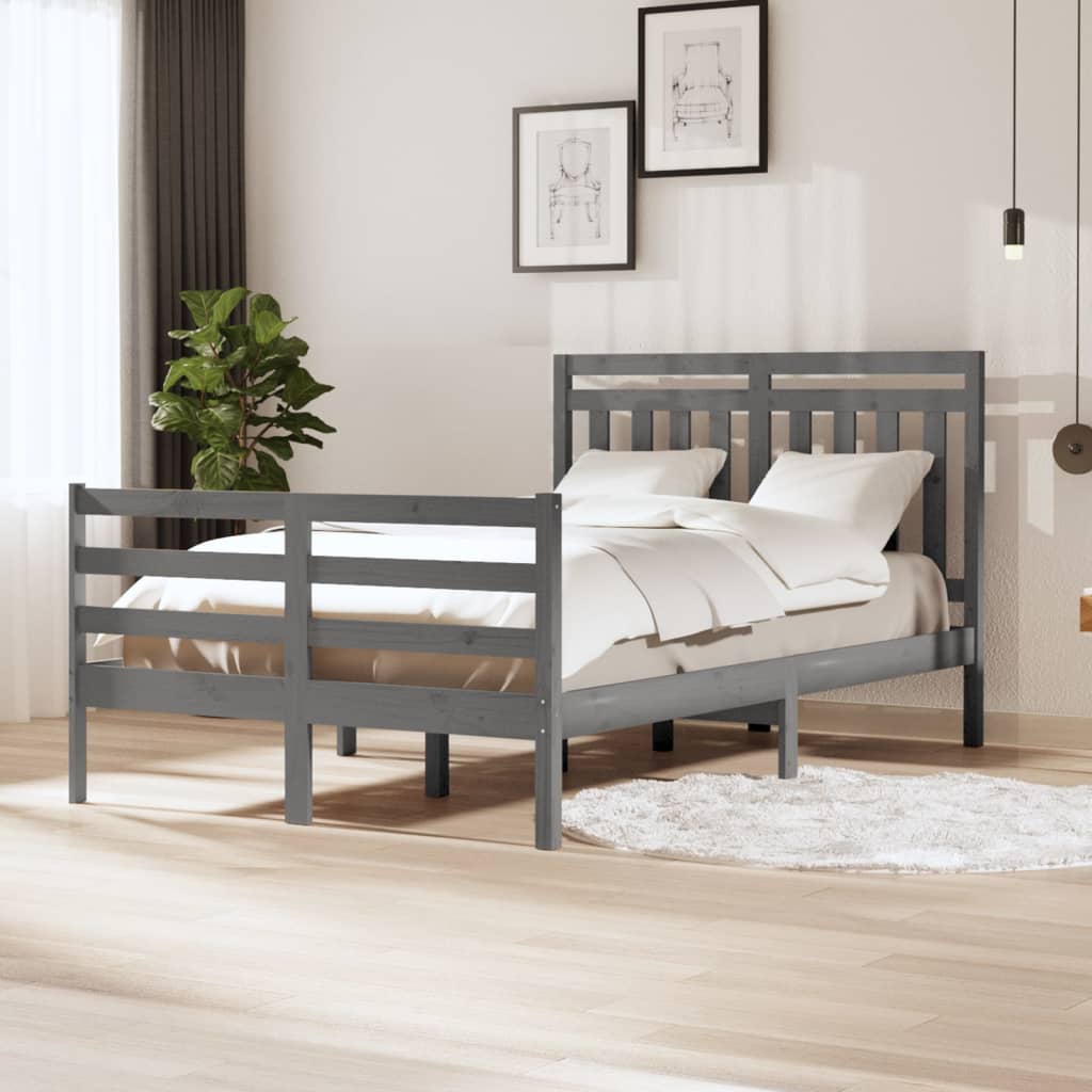 Massivholzbett Grau 120x190 cm