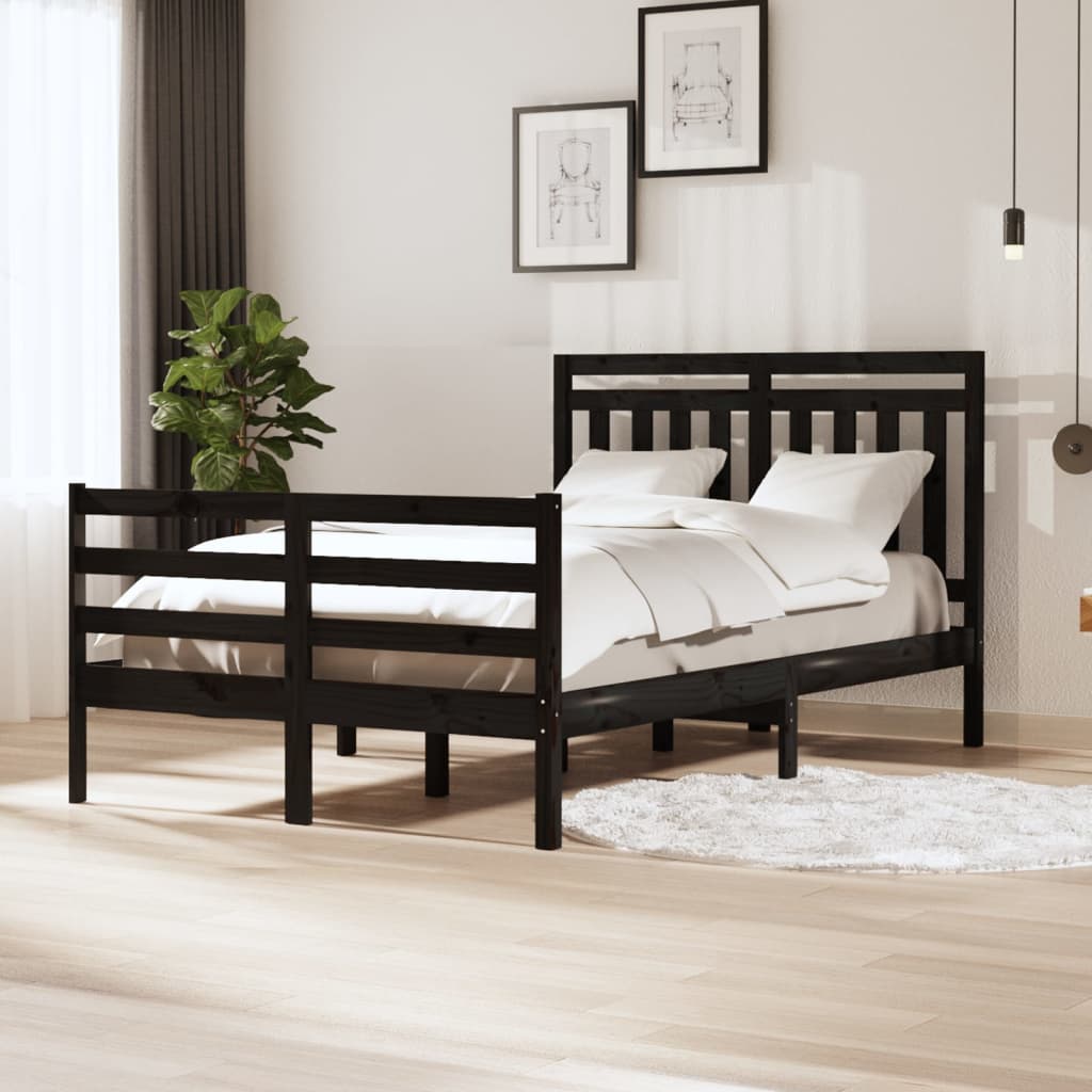 Massivholzbett Schwarz 120x190 cm