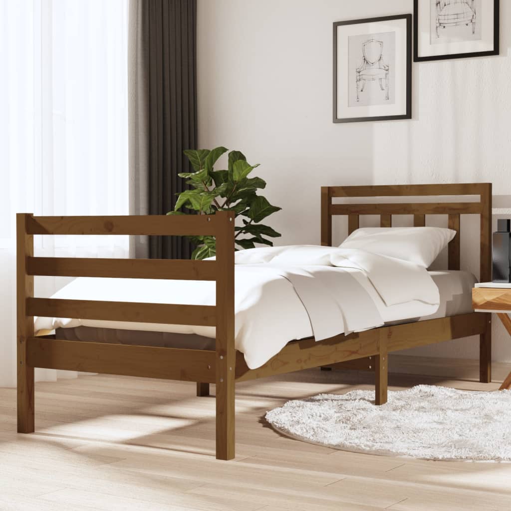 Massivholzbett Honigbraun 90x200 cm