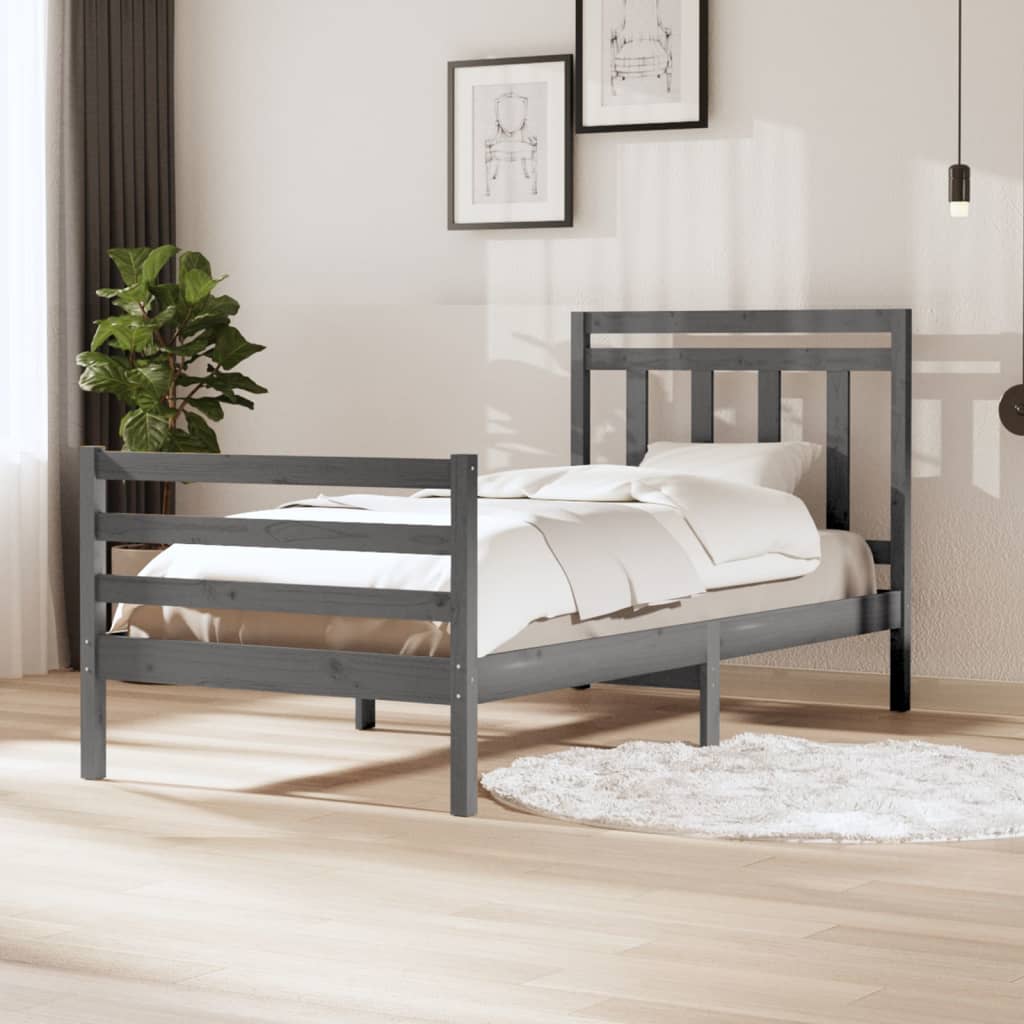 Massivholzbett Grau 100x200 cm