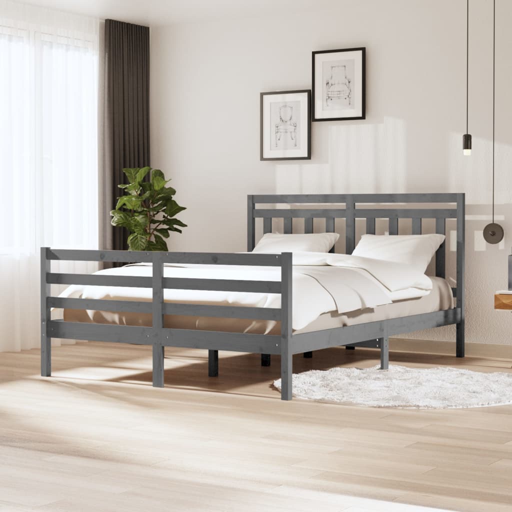 Massivholzbett Grau 150x200 cm