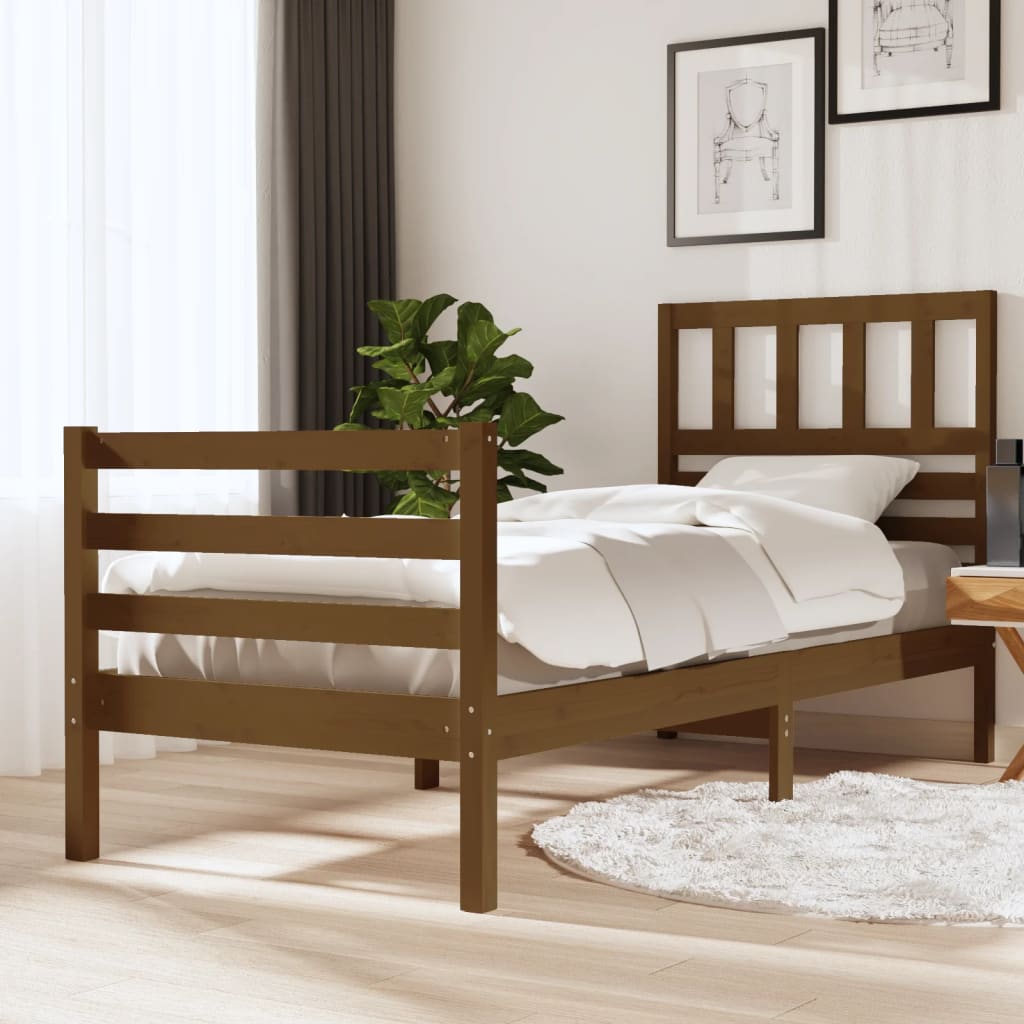 Massivholzbett Honigbraun 90x190 cm