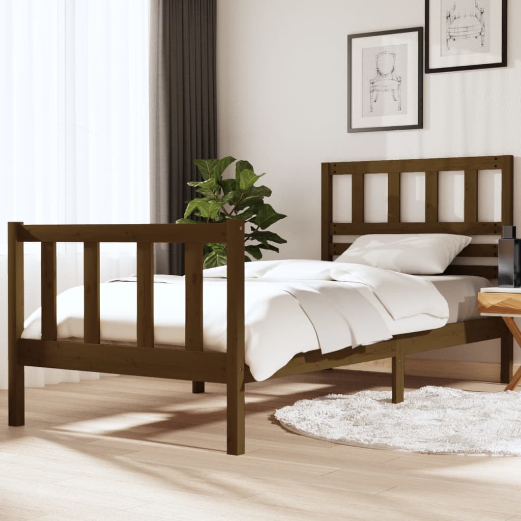 Massivholzbett Honigbraun 90x190 cm