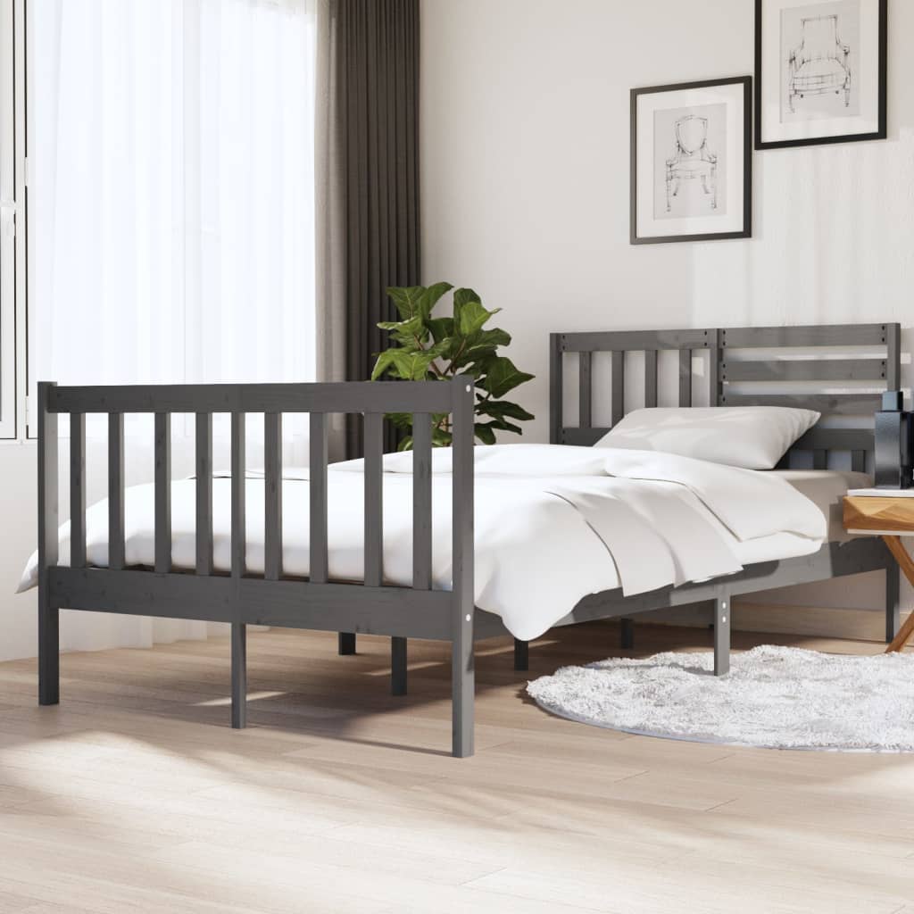 Massivholzbett Grau 120x190 cm