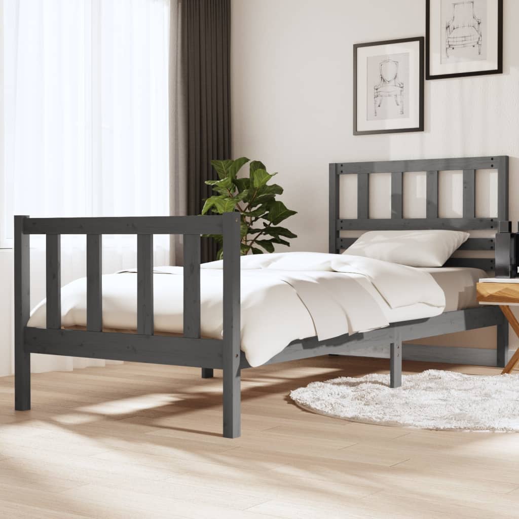 Massivholzbett Grau 90x200 cm