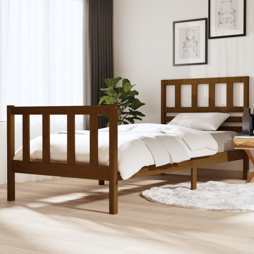 Massivholzbett Honigbraun 90x200 cm