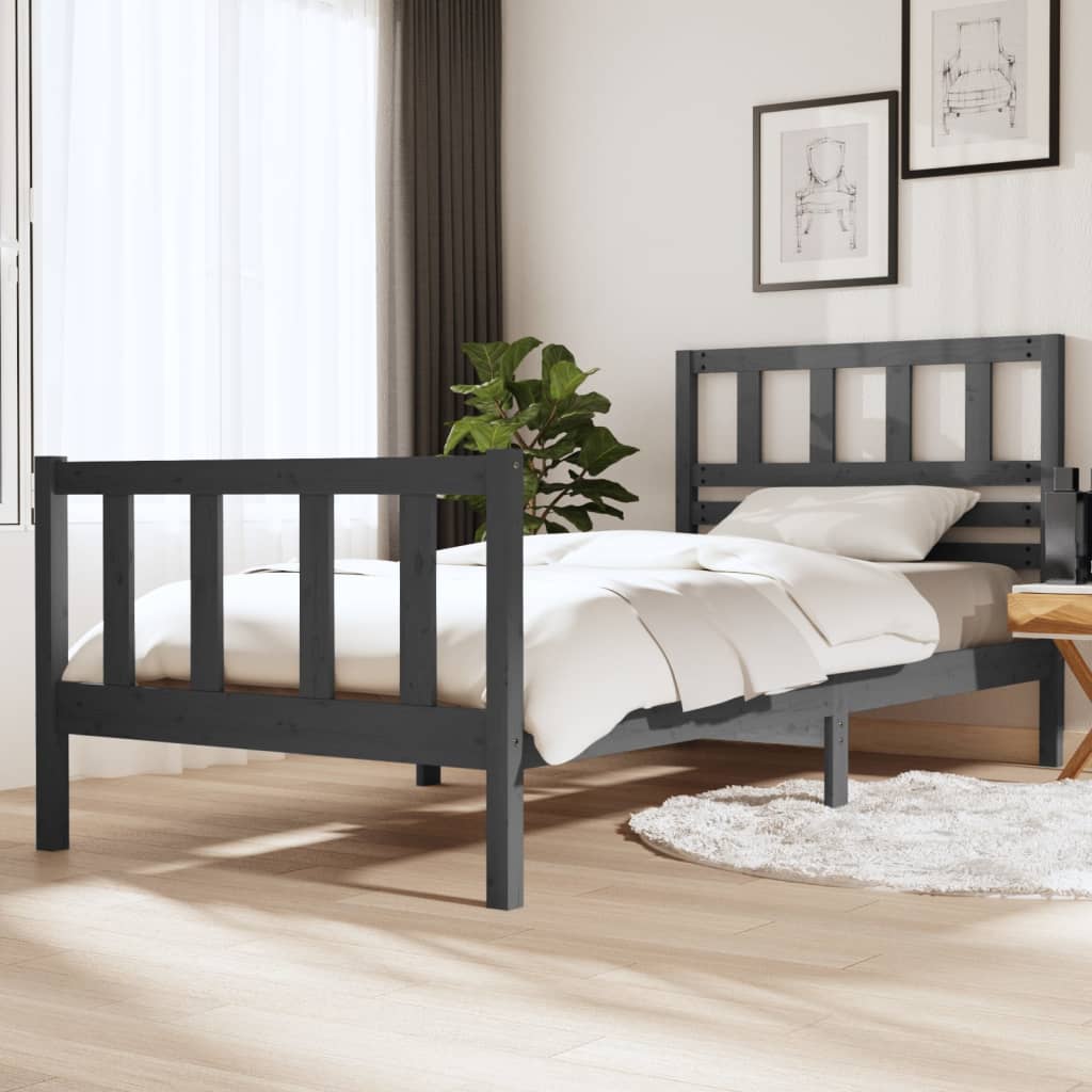Massivholzbett Grau 100x200 cm