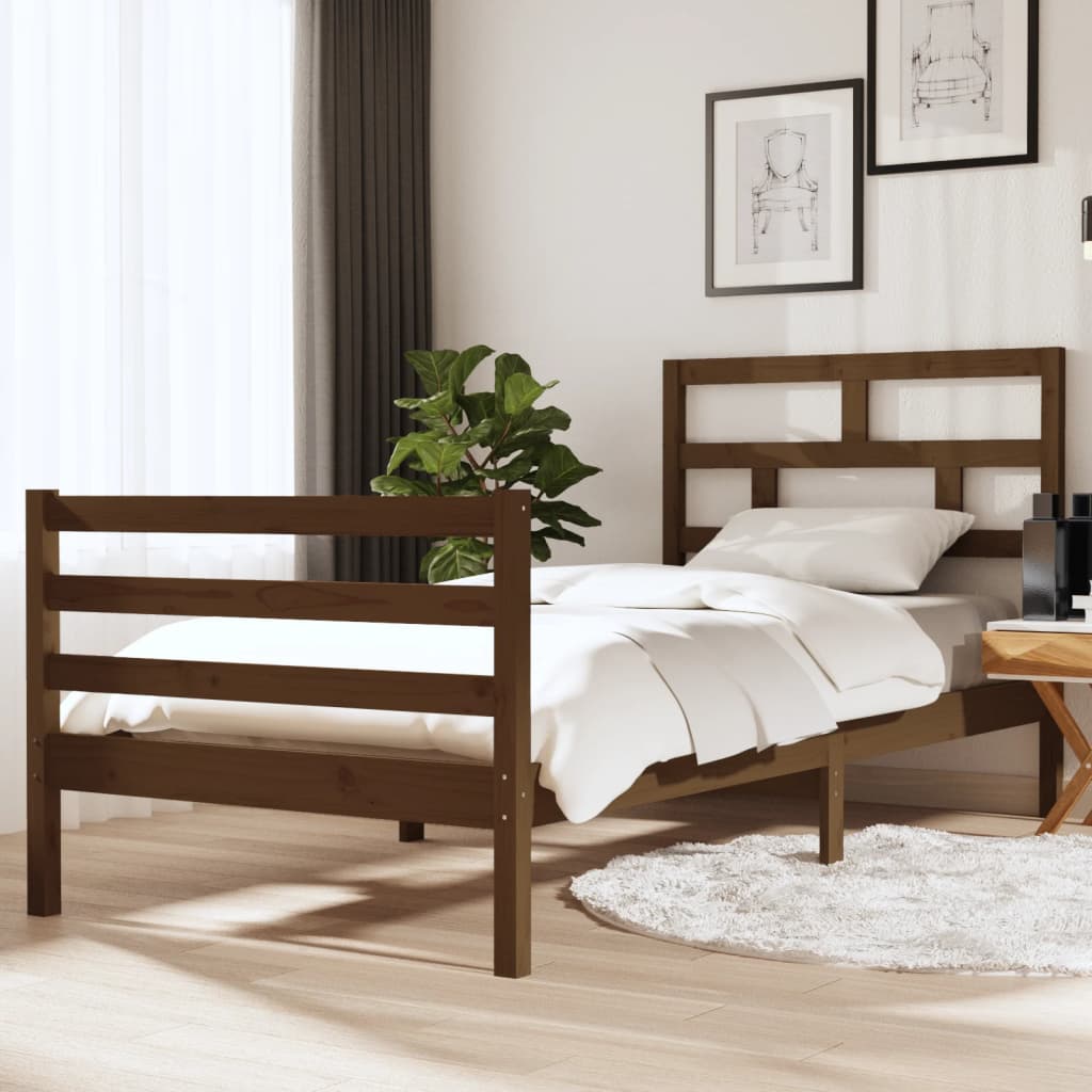 Massivholzbett Honigbraun 90x190 cm