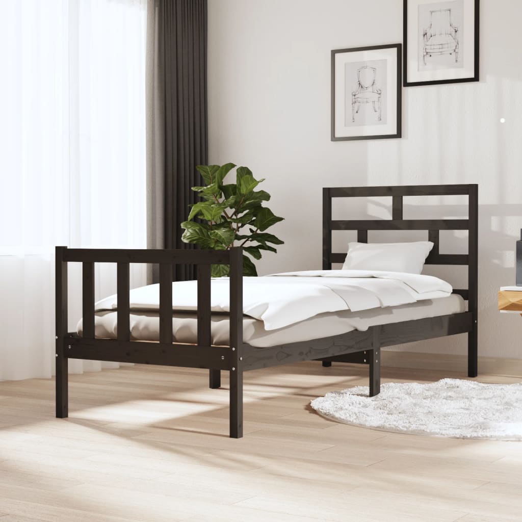 Massivholzbett Grau Kiefer 75x190 cm