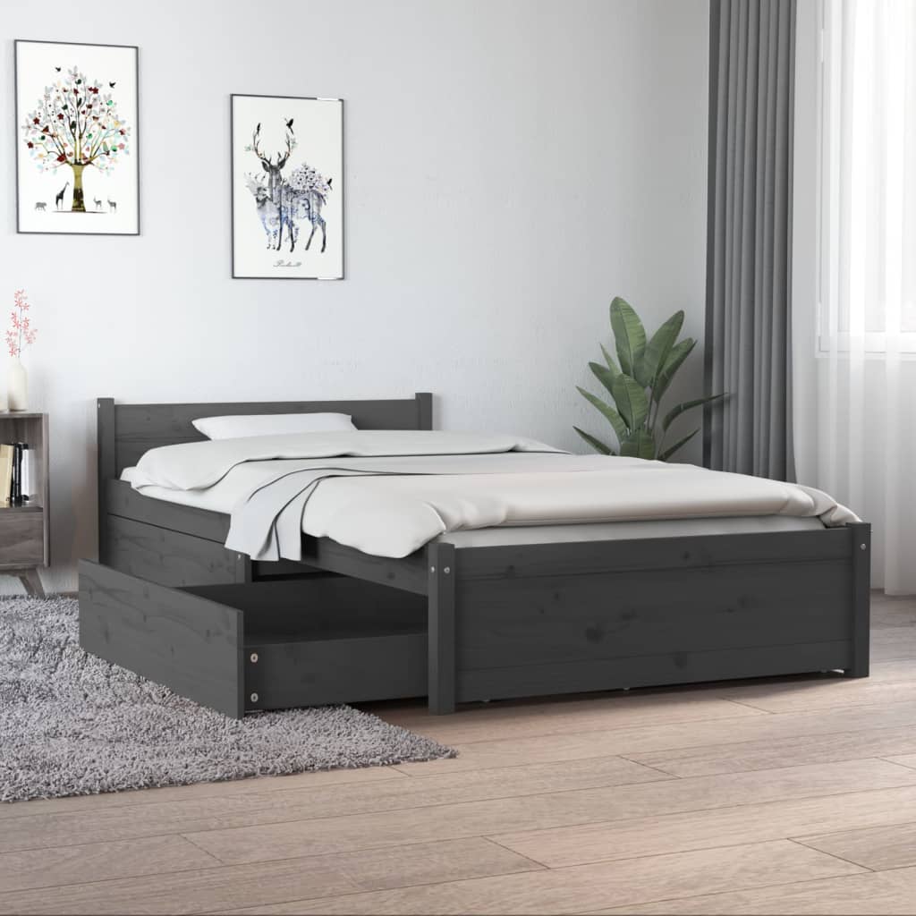 Bett mit Schubladen Grau 90x190 cm