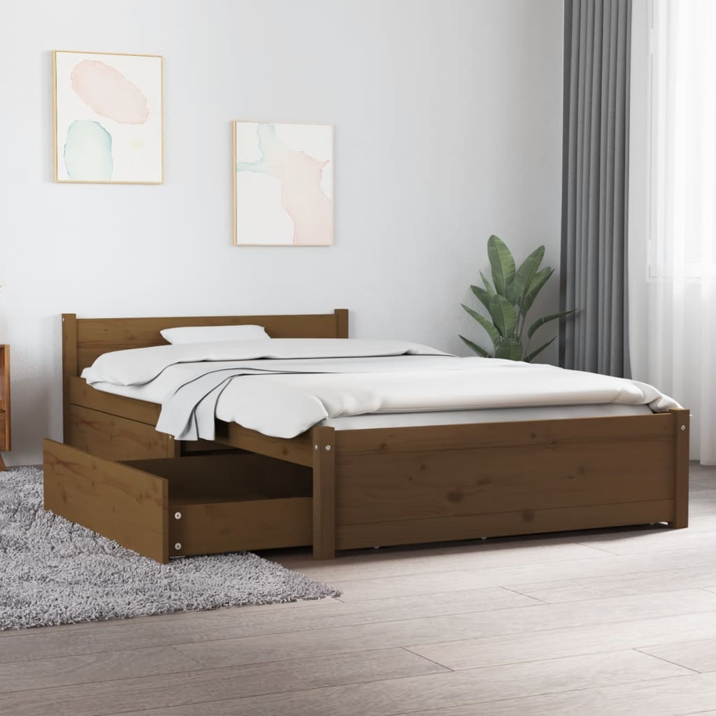 Bett mit Schubladen Honigbraun 100x200 cm