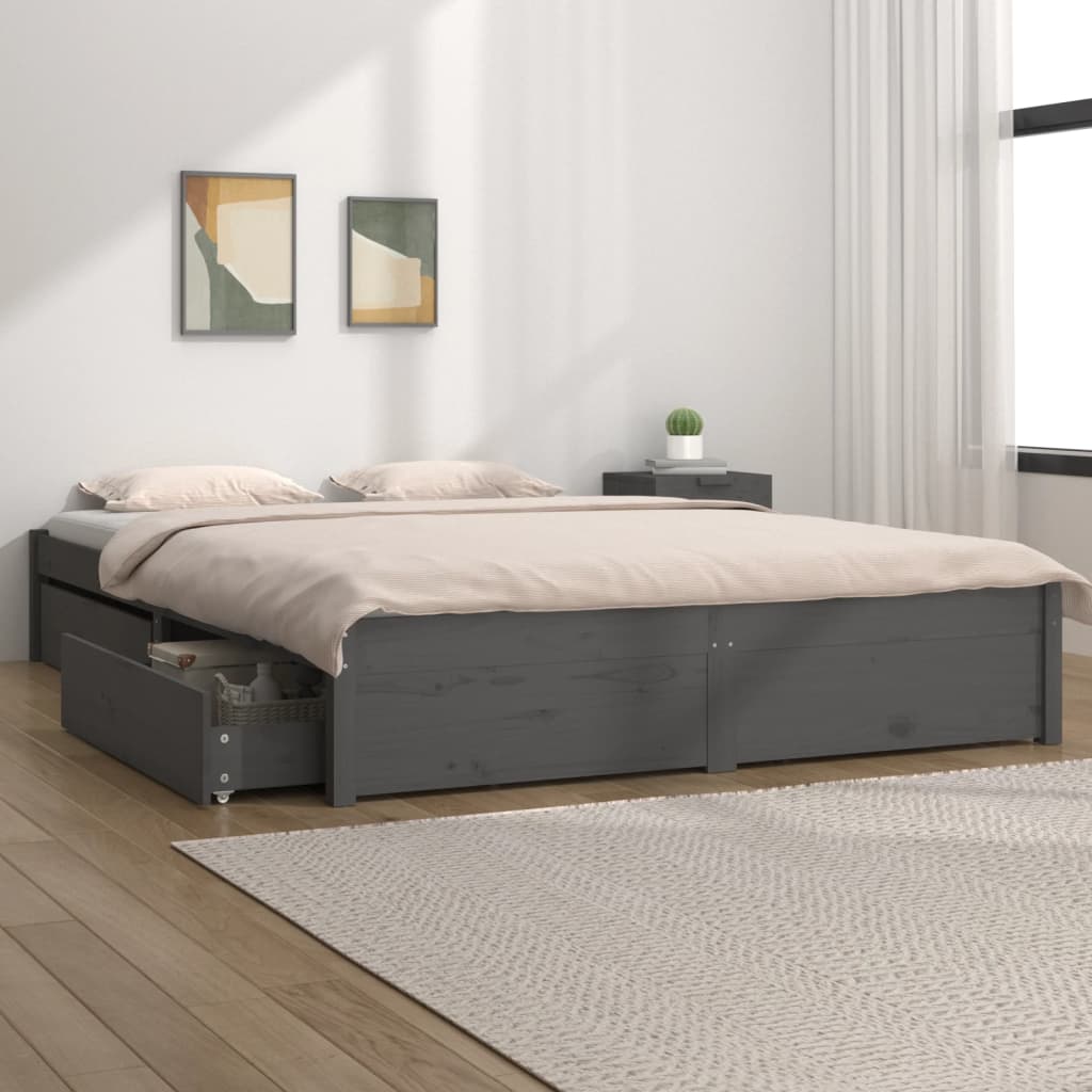 Bett mit Schubladen Grau 135x190 cm