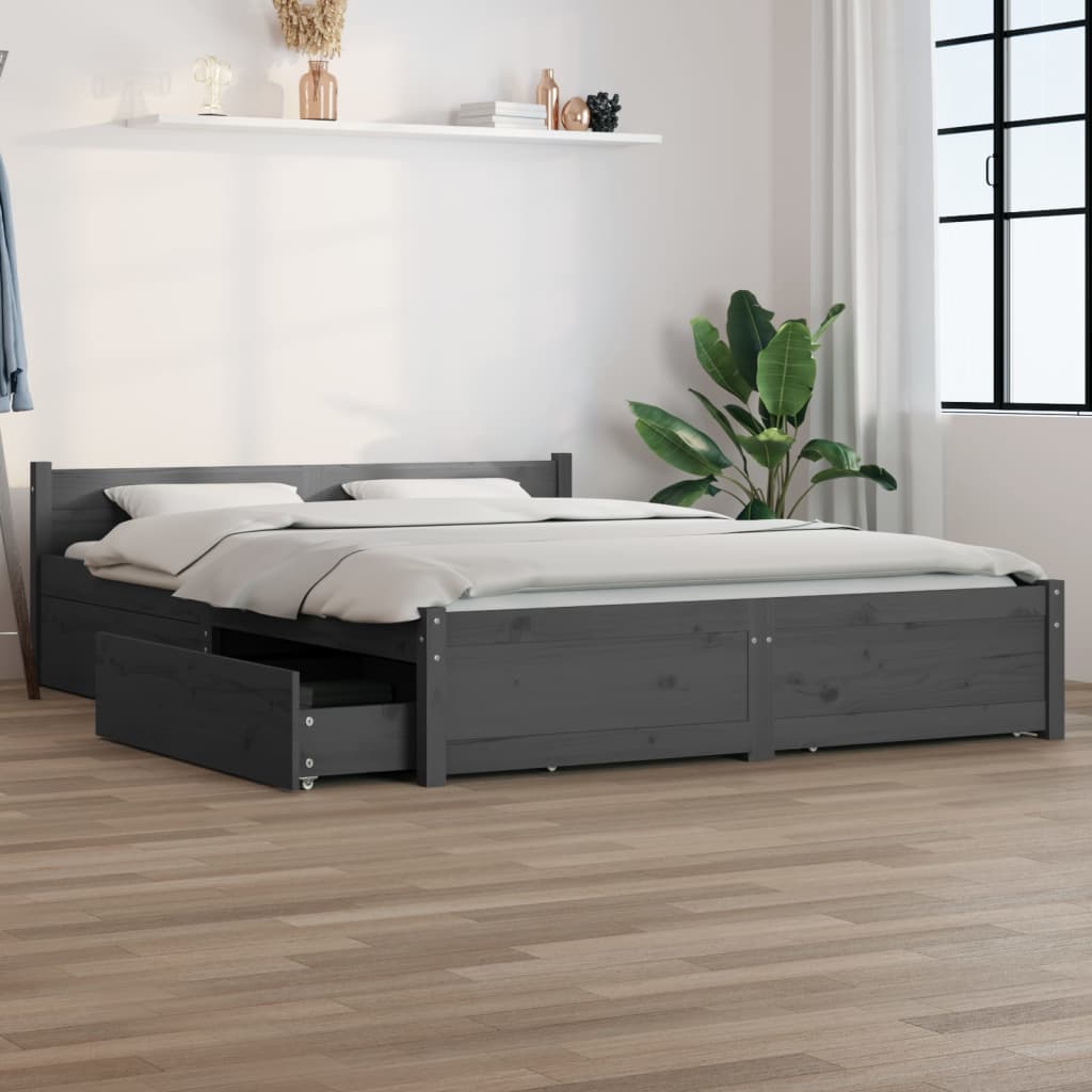 Bett mit Schubladen Grau 135x190 cm