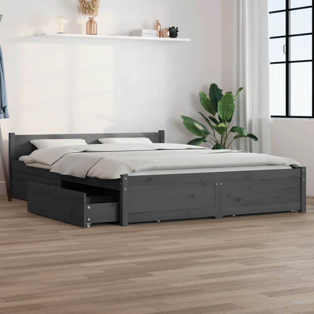 Bett mit Schubladen Grau 120x200 cm