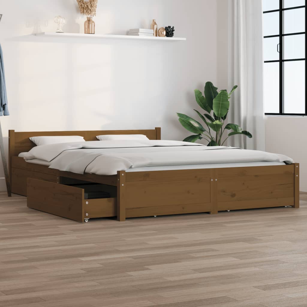 Bett mit Schubladen Honigbraun 160x200 cm