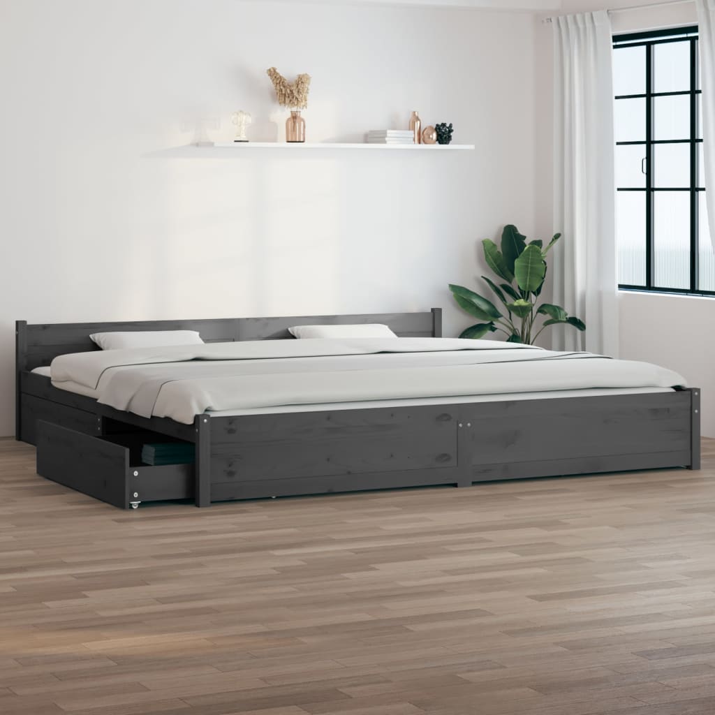 Bett mit Schubladen Grau 180x200 cm