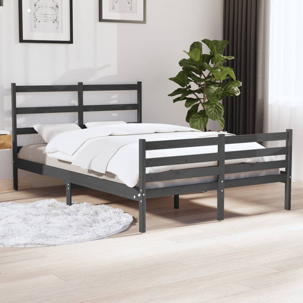 Massivholzbett Grau Kiefer 150x200 cm