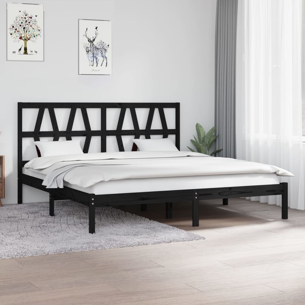 Massivholzbett Schwarz Kiefer 180x200 cm