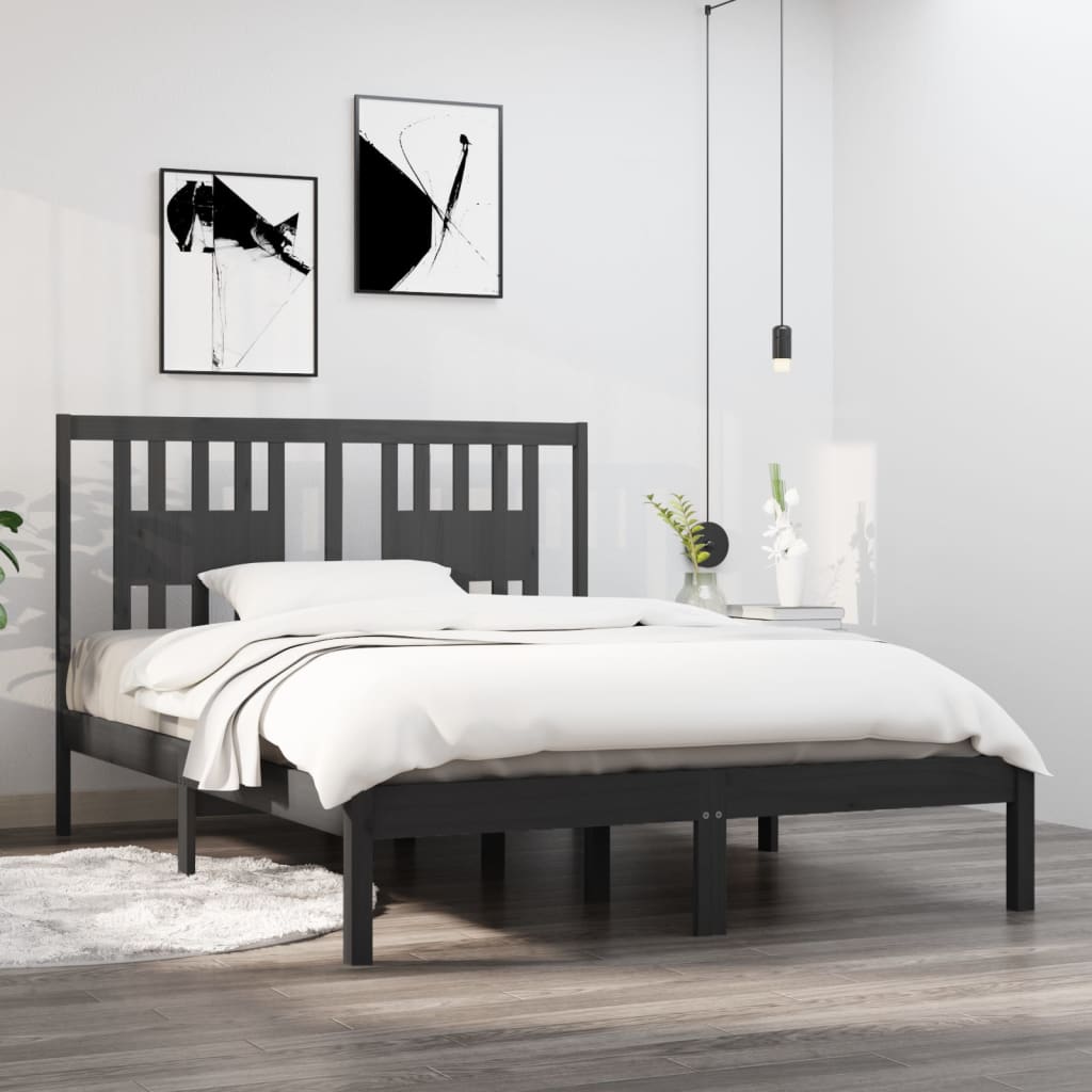 Massivholzbett Grau 120x190 cm