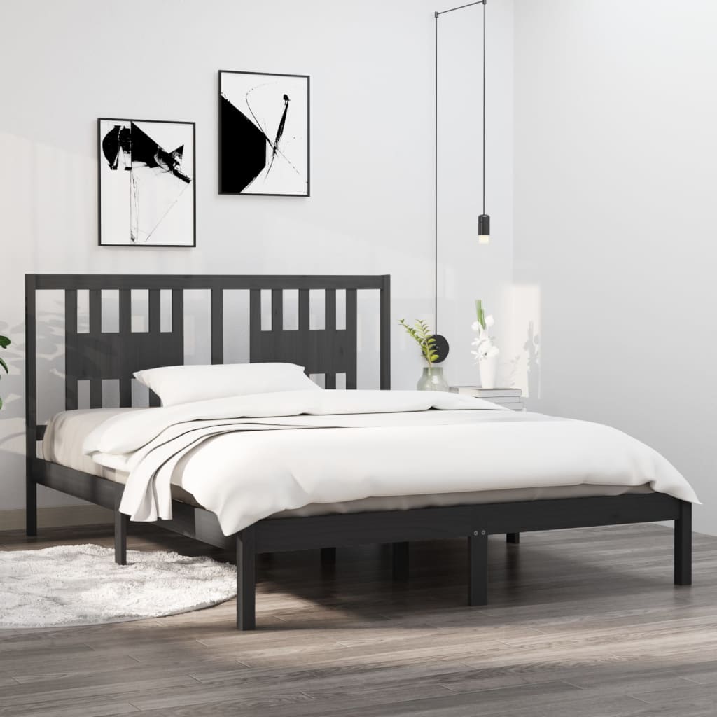 Massivholzbett Grau Kiefer 140x200 cm