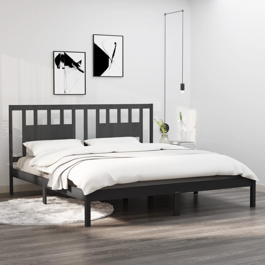 Massivholzbett Grau 180x200 cm