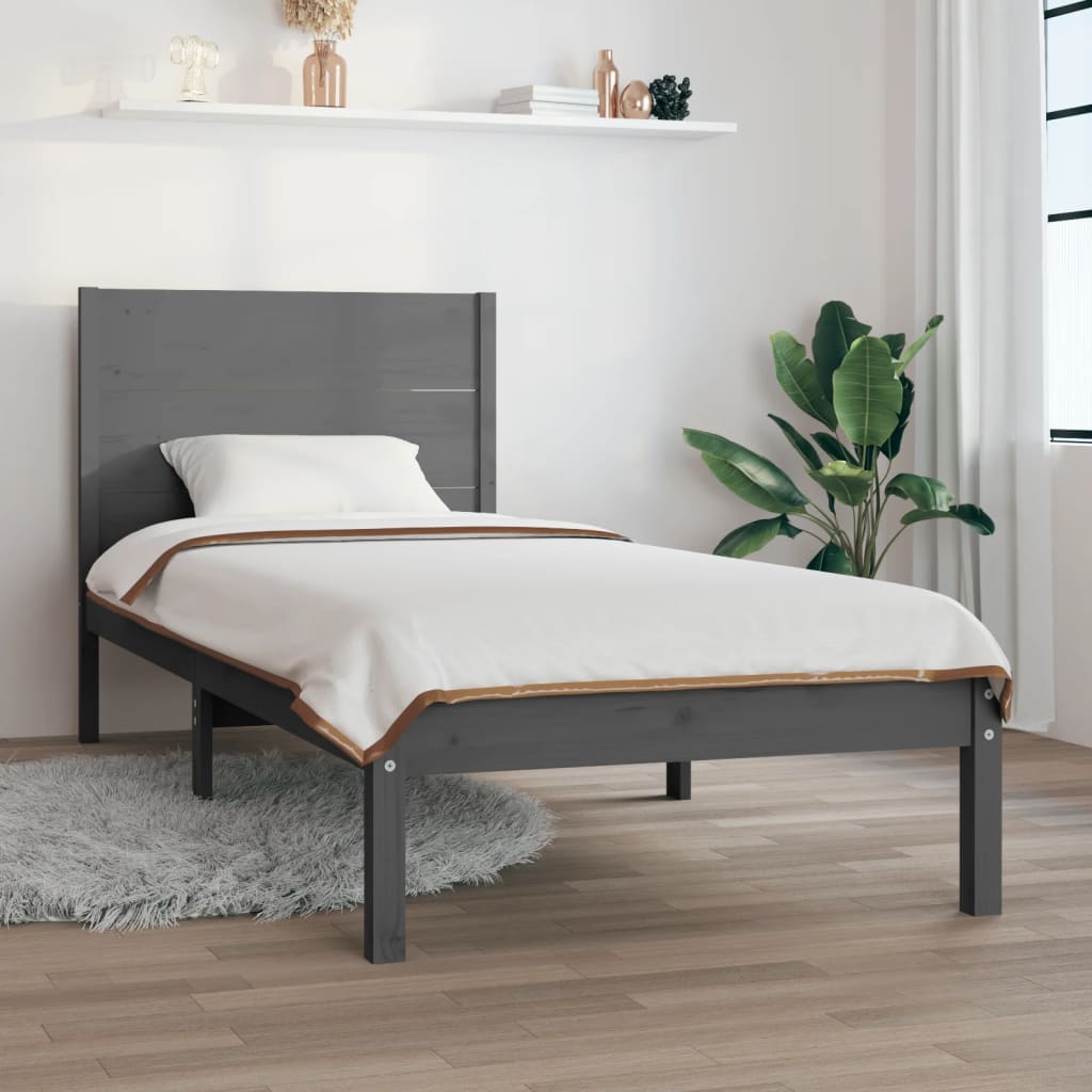 Massivholzbett Grau 90x190 cm